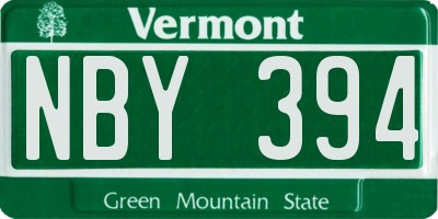 VT license plate NBY394