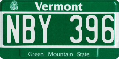 VT license plate NBY396