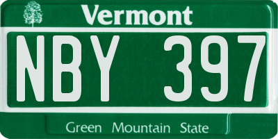 VT license plate NBY397