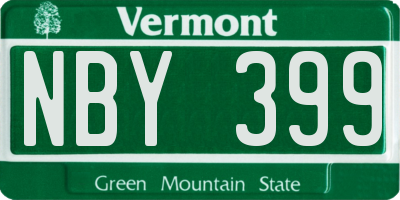 VT license plate NBY399