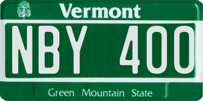 VT license plate NBY400