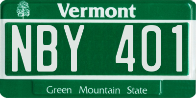 VT license plate NBY401