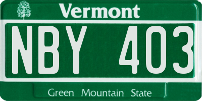 VT license plate NBY403