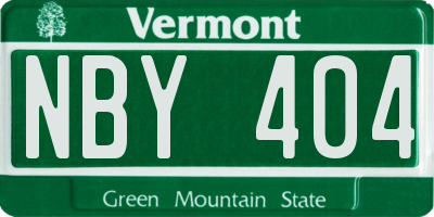 VT license plate NBY404
