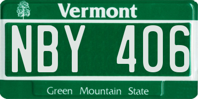 VT license plate NBY406