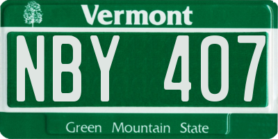 VT license plate NBY407