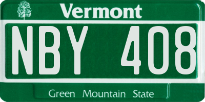 VT license plate NBY408