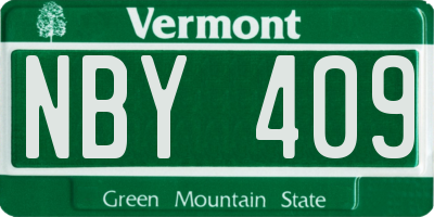 VT license plate NBY409