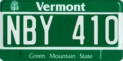 VT license plate NBY410