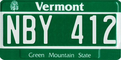VT license plate NBY412