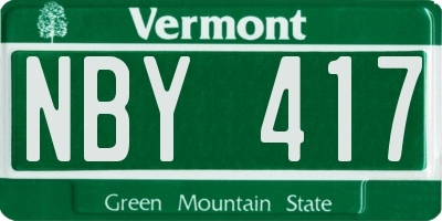 VT license plate NBY417