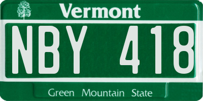 VT license plate NBY418