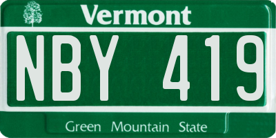 VT license plate NBY419