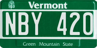 VT license plate NBY420