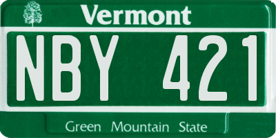 VT license plate NBY421