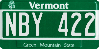 VT license plate NBY422