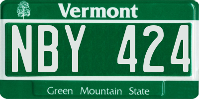 VT license plate NBY424