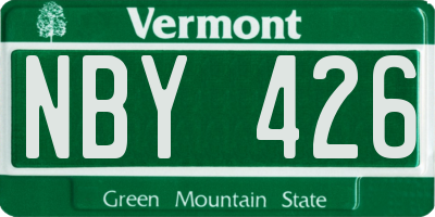 VT license plate NBY426