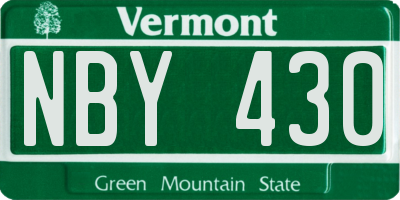 VT license plate NBY430