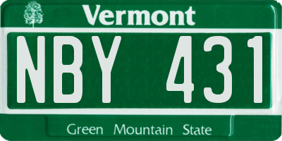VT license plate NBY431