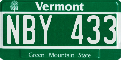 VT license plate NBY433