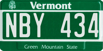 VT license plate NBY434
