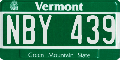VT license plate NBY439