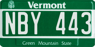 VT license plate NBY443