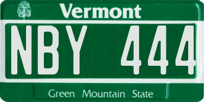 VT license plate NBY444