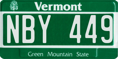 VT license plate NBY449