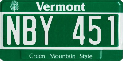 VT license plate NBY451