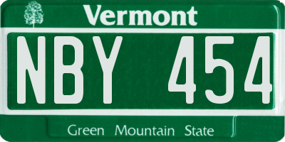 VT license plate NBY454