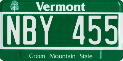 VT license plate NBY455