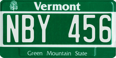 VT license plate NBY456