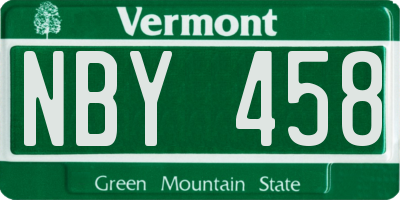 VT license plate NBY458