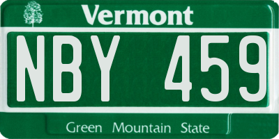 VT license plate NBY459