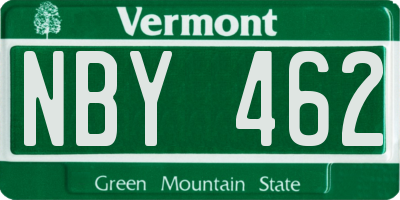 VT license plate NBY462