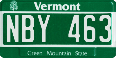 VT license plate NBY463