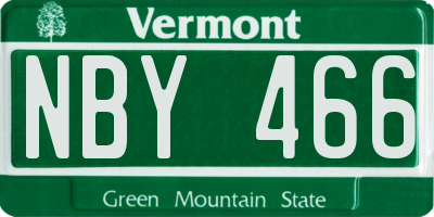 VT license plate NBY466