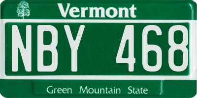 VT license plate NBY468