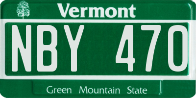 VT license plate NBY470