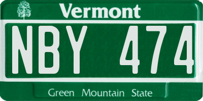 VT license plate NBY474