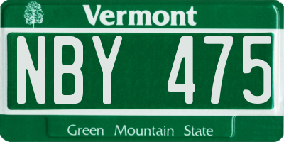 VT license plate NBY475