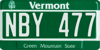 VT license plate NBY477