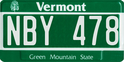 VT license plate NBY478