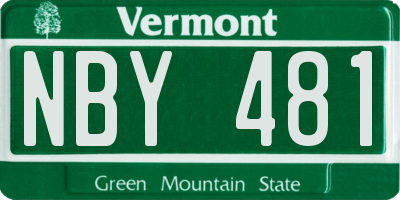 VT license plate NBY481