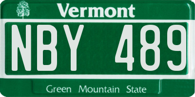 VT license plate NBY489
