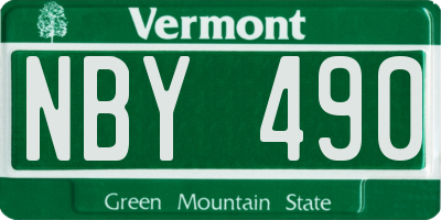 VT license plate NBY490