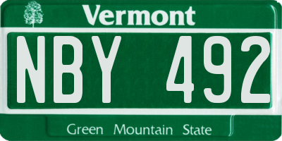 VT license plate NBY492