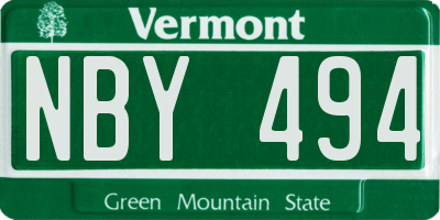 VT license plate NBY494